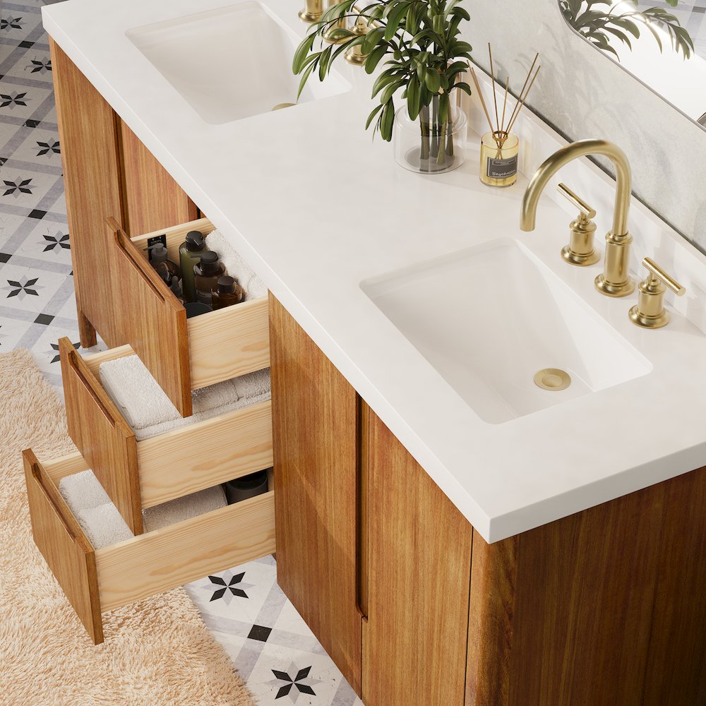 Sequoia 72 In. Double Sink Whitebrook Quartz Countertop Bath Vanity. Picture 16