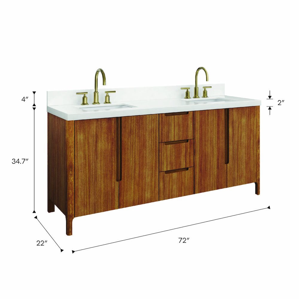 Sequoia 72 In. Double Sink Whitebrook Quartz Countertop Bath Vanity. Picture 21