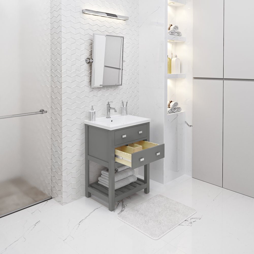 Viola 24 In. Integrated Ceramic Sink Top Vanity in Cashmere Grey Single Faucet. Picture 4