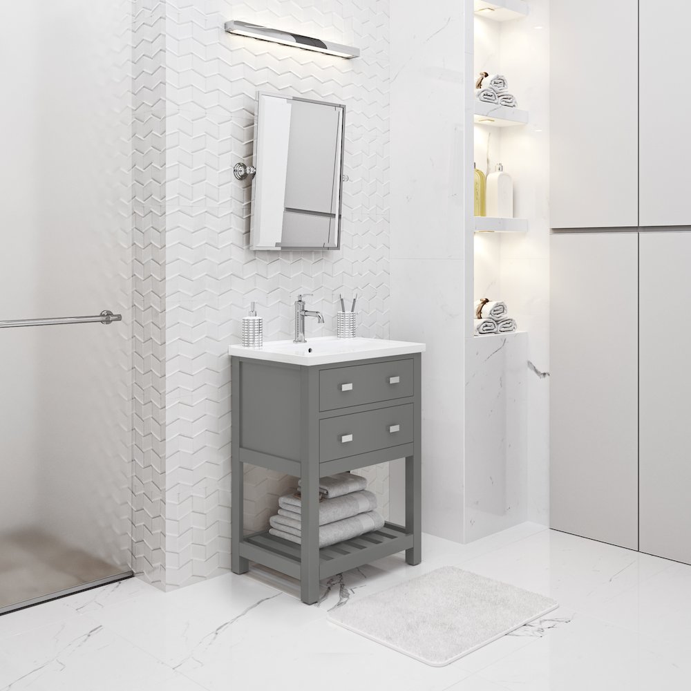 Viola 24 In. Integrated Ceramic Sink Top Vanity in Cashmere Grey Single Faucet. Picture 3