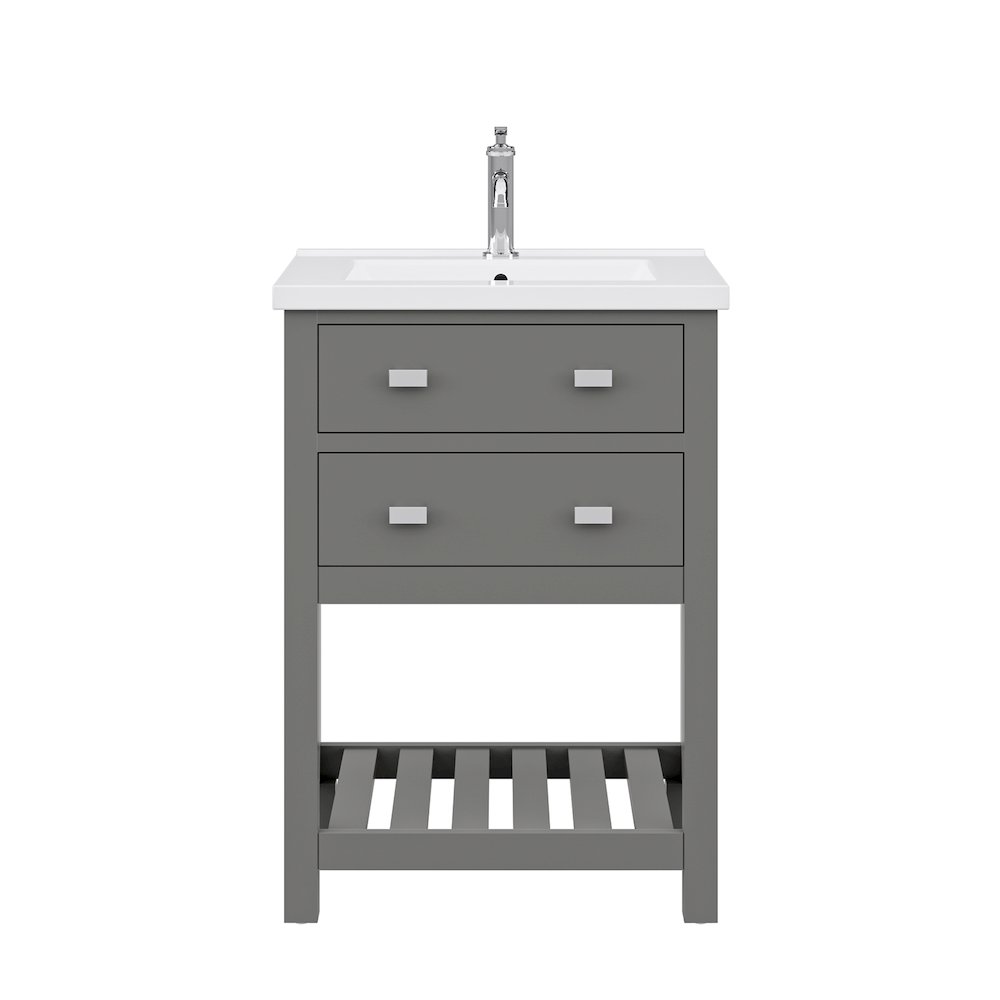 Viola 24 In. Integrated Ceramic Sink Top Vanity in Cashmere Grey Single Faucet. Picture 1