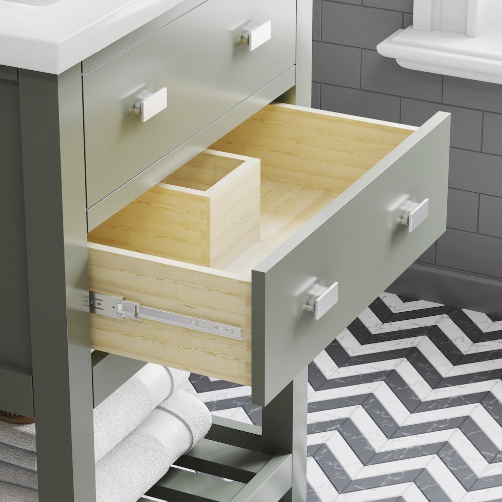 Viola 24 In. Integrated Ceramic Sink Top Vanity in Glacial Green Single Faucet. Picture 6