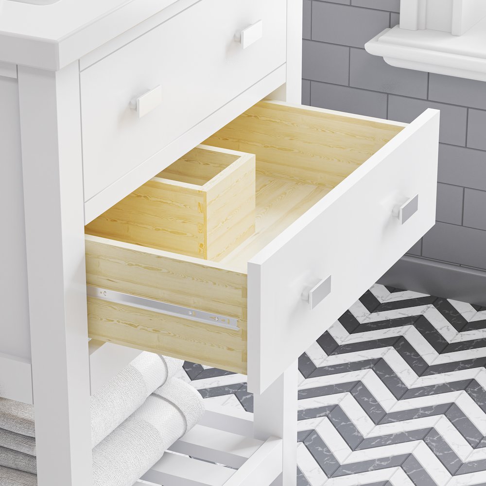 Viola 24 In. Integrated Ceramic Sink Top Vanity in Pure White Single Faucet. Picture 6