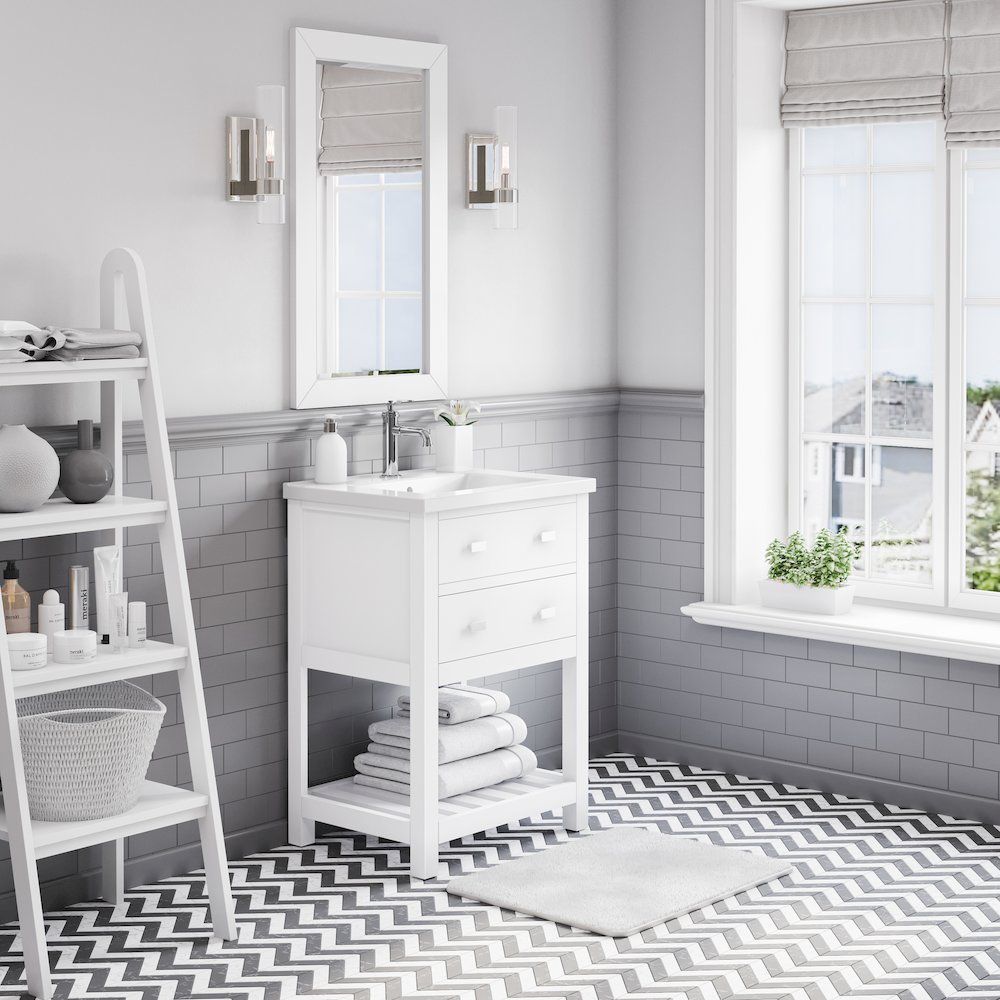 Viola 24 In. Integrated Ceramic Sink Top Vanity in Pure White Single Faucet. Picture 3