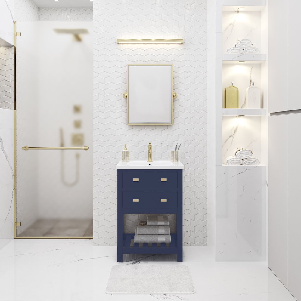 Viola 24 In. Integrated Ceramic Sink Top Vanity in Monarch Blue  Single Faucet. Picture 2