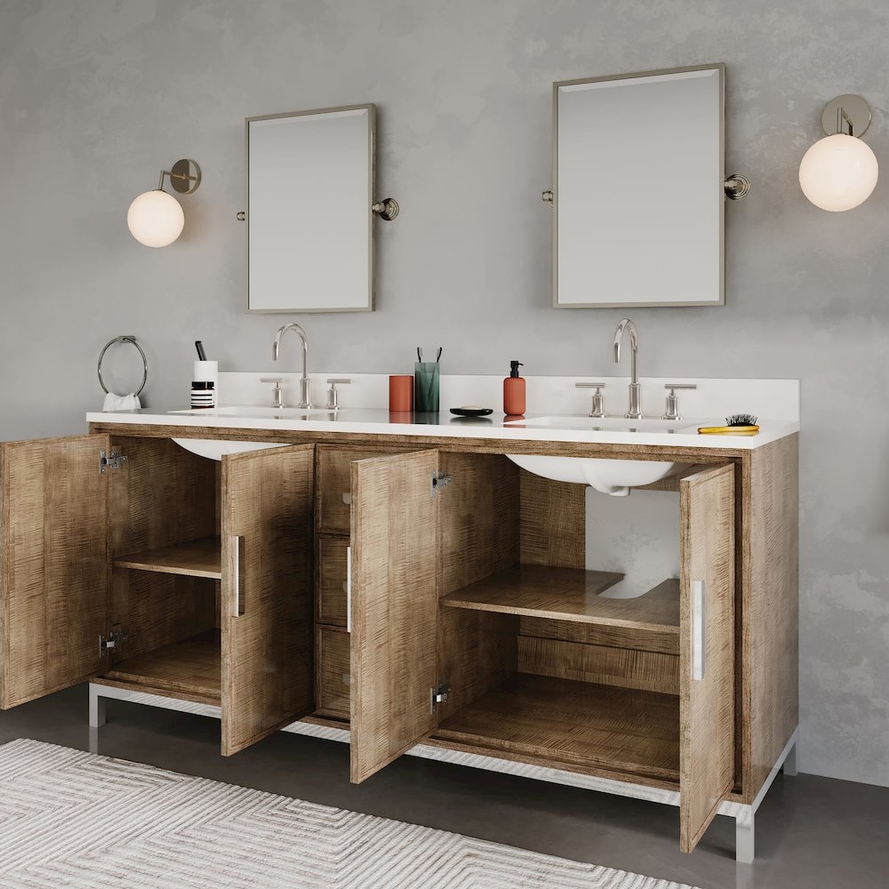 Westin 72 In. Double sink Whitebrook Quartz Countertop Bath Vanity. Picture 12