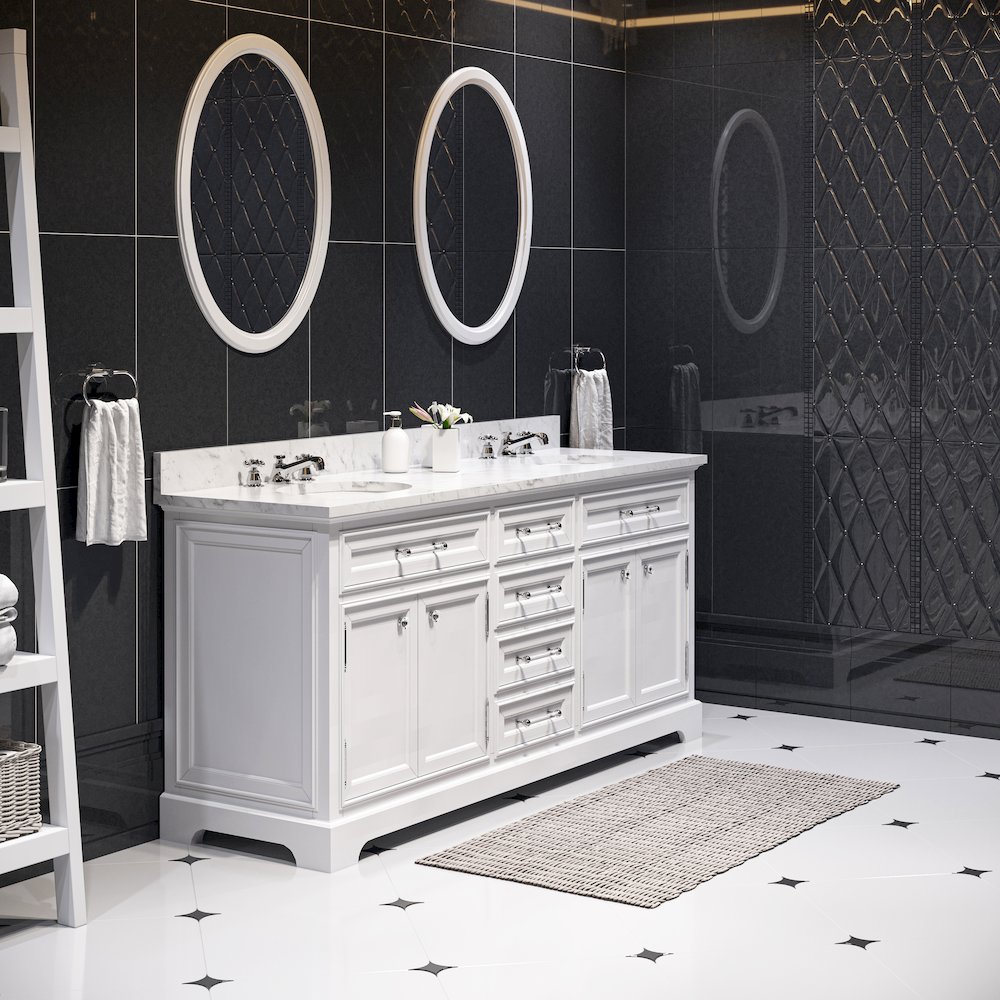 72 Inch Pure White Double Sink Bathroom Vanity. Picture 4