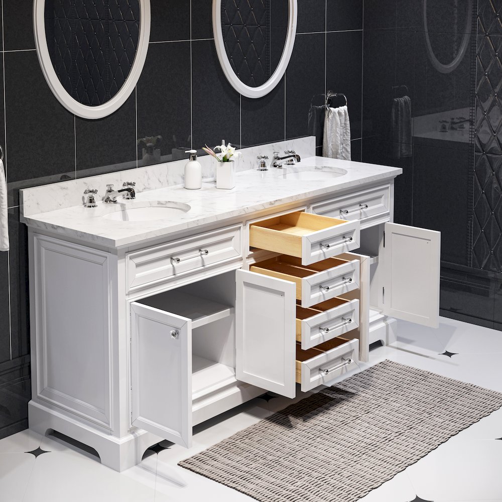 72 Inch Pure White Double Sink Bathroom Vanity. Picture 5