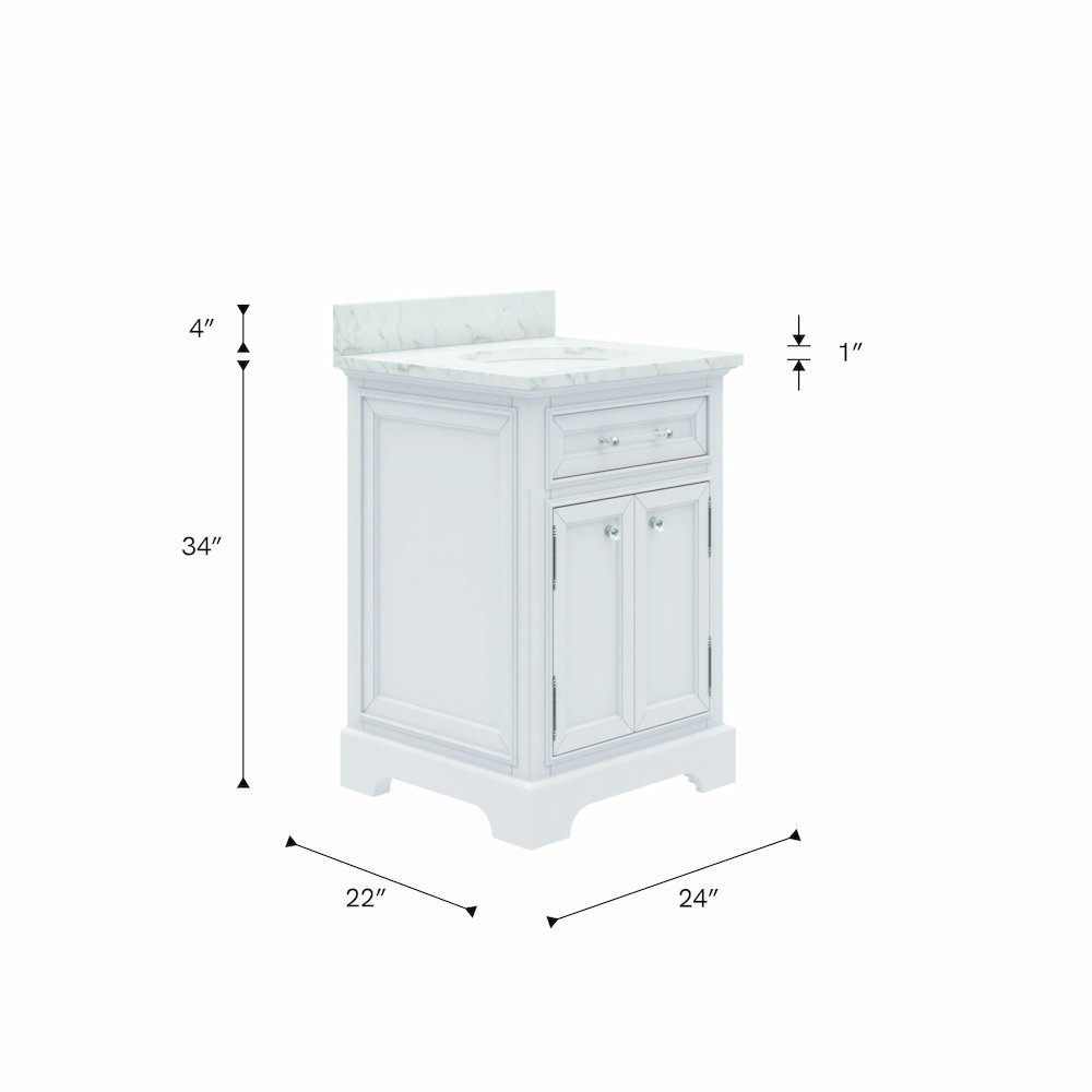 24 In. Single Sink Carrara White Marble Countertop Bath Vanity In Pure White. Picture 9