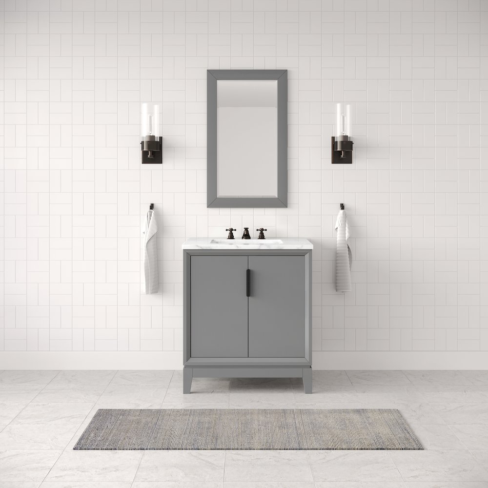 30 In. Single Sink Carrara White Marble Countertop Bath Vanity In Cashmere Grey. Picture 2