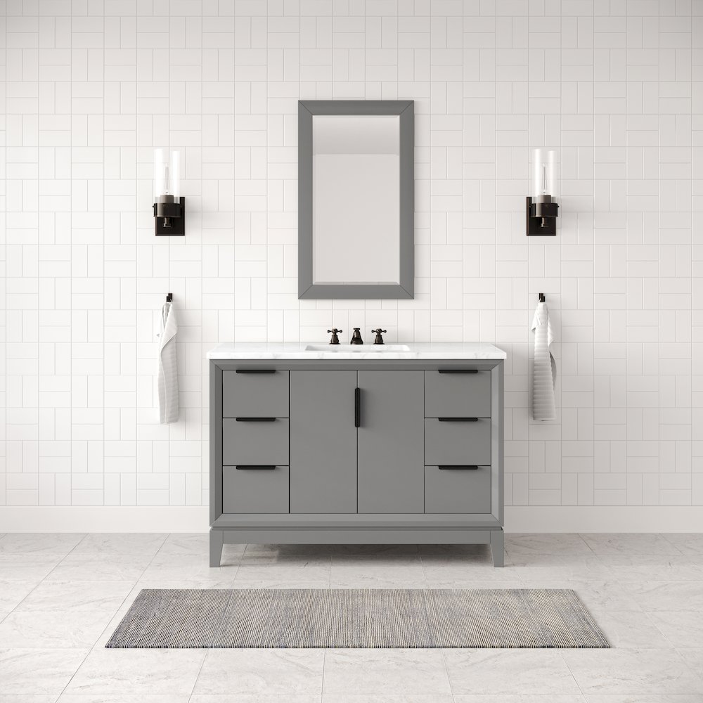 48 In. Single Sink Carrara White Marble Countertop Bath Vanity In Cashmere Grey. Picture 2