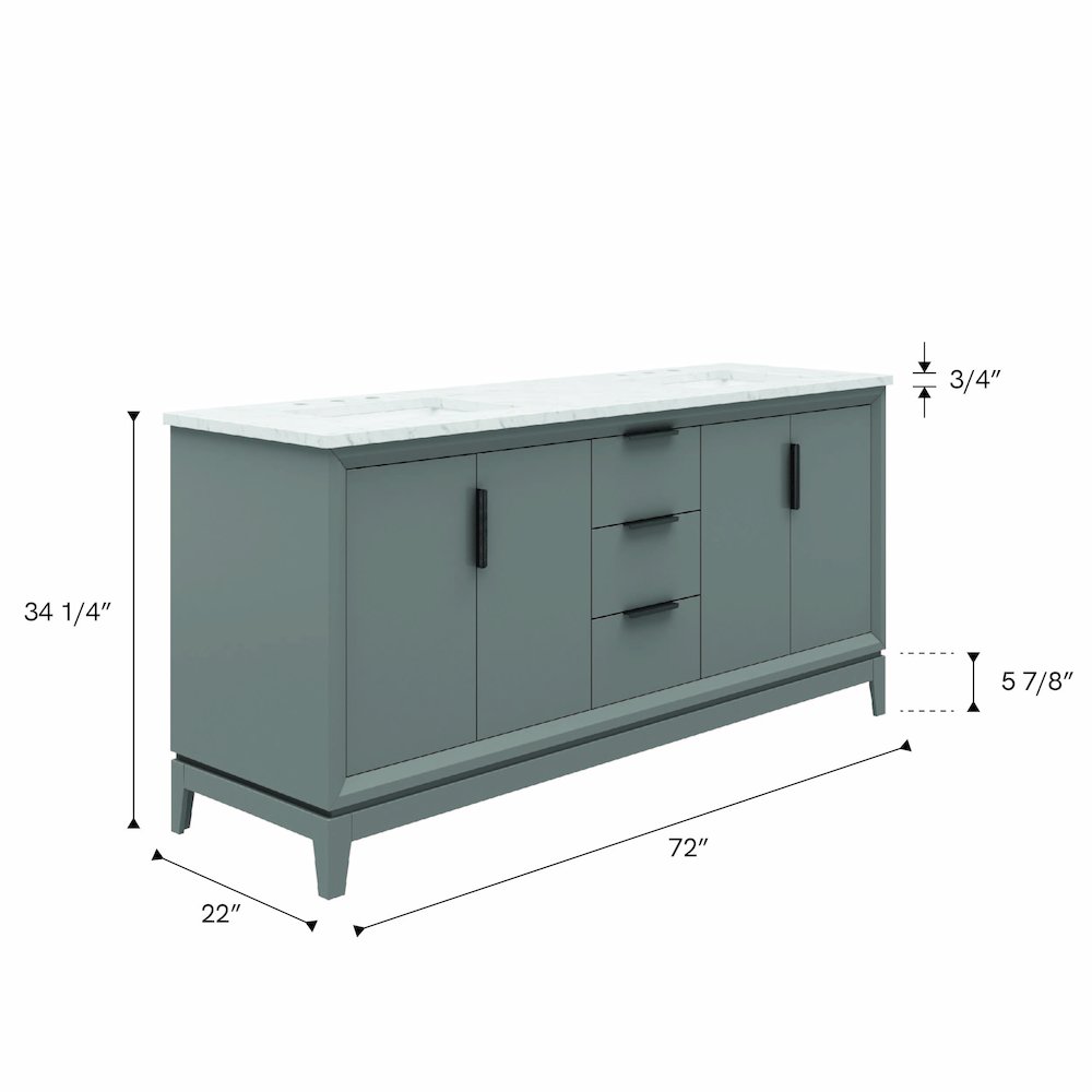 72 In. Double Sink Carrara White Marble Countertop Bath Vanity In Cashmere Grey. Picture 8
