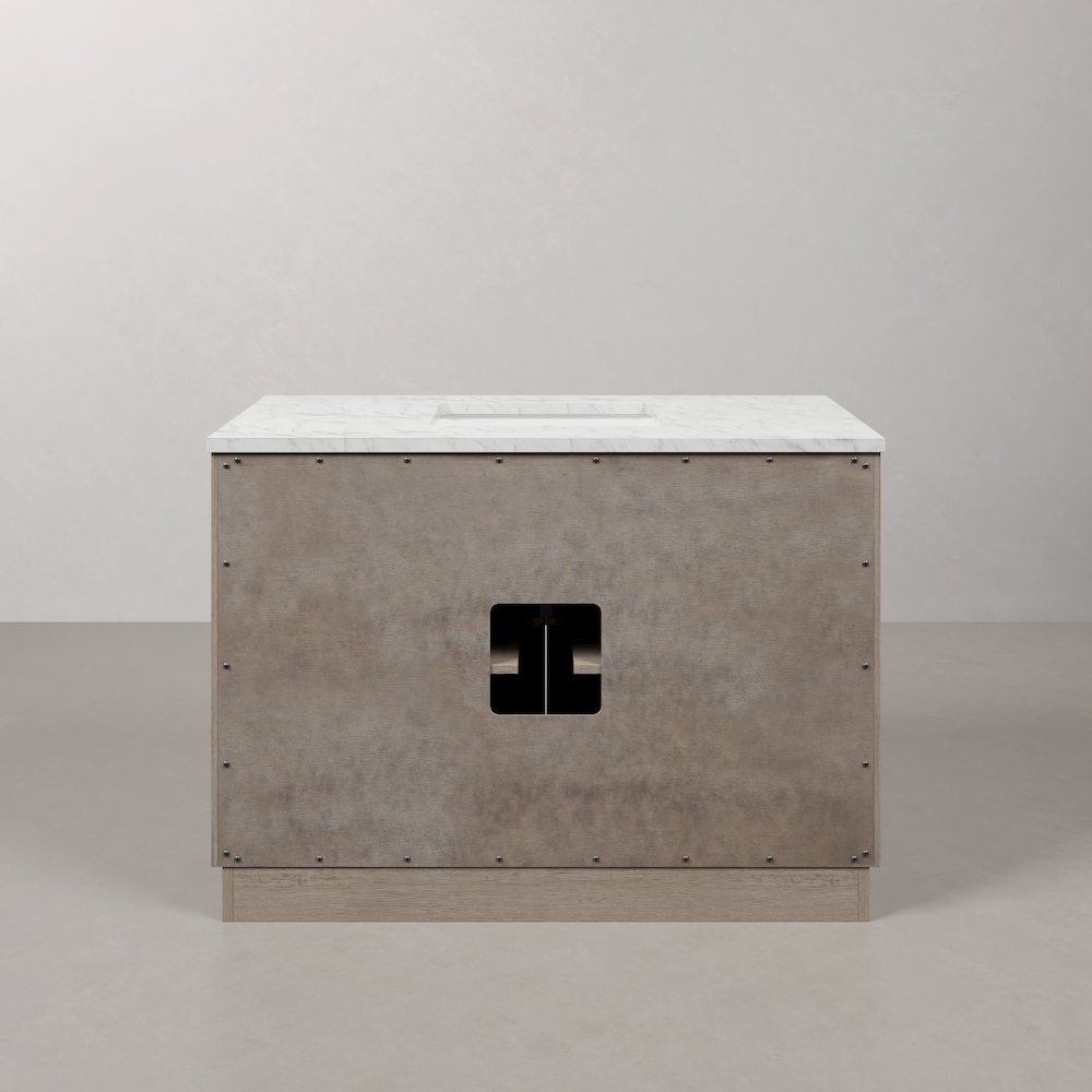 Hugo 48 In. Single Sink Carrara White Marble Countertop Bath Vanity in Grey Oak. Picture 8