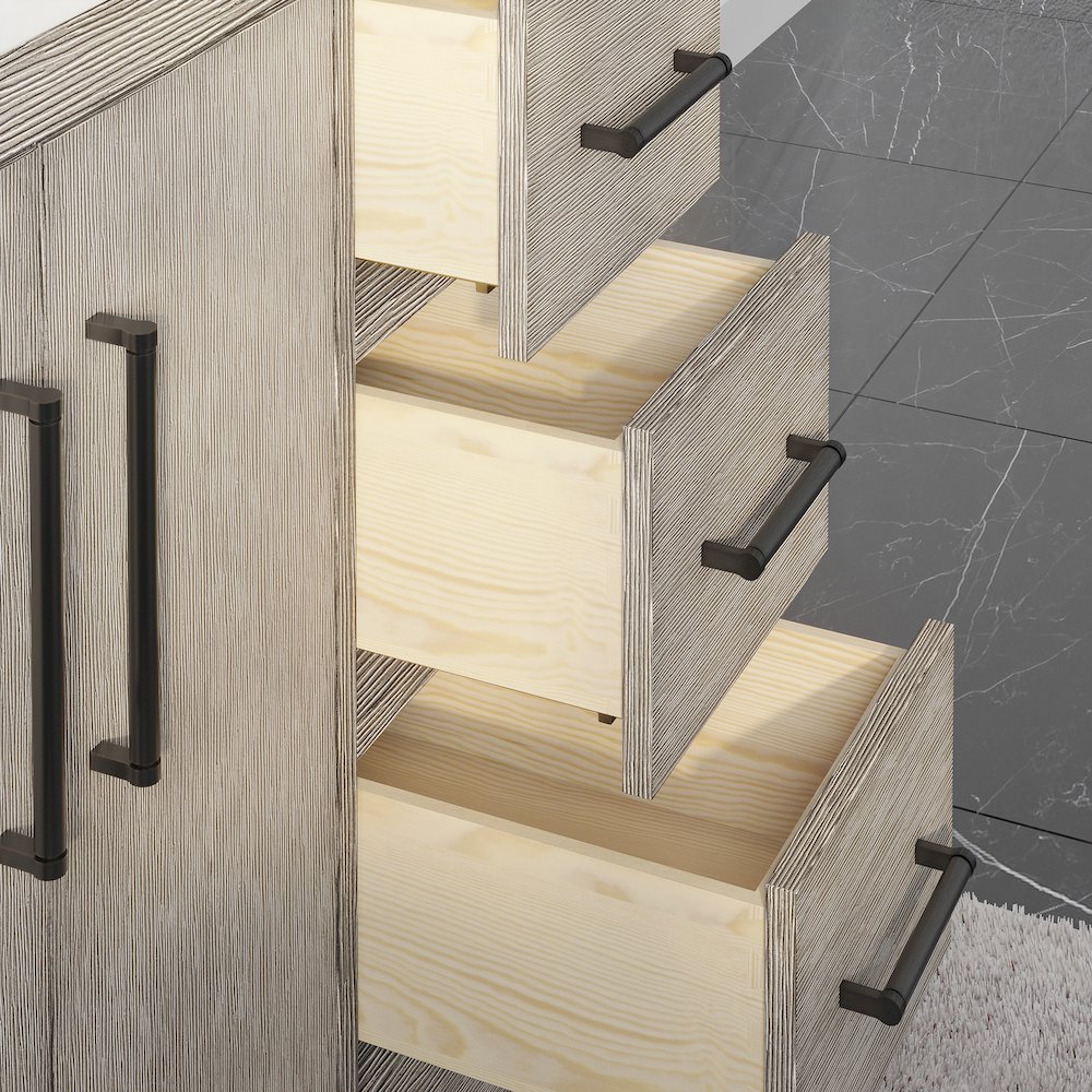 Hugo 48 In. Single Sink Carrara White Marble Countertop Vanity in Grey Oak. Picture 5