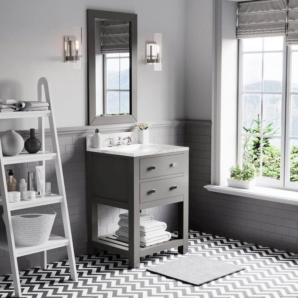 Madalyn 24 In. Single Sink Carrara White Marble Countertop Bath Vanity. Picture 3