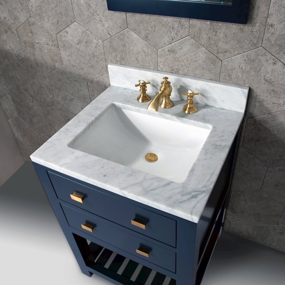 Madalyn 24 In. Single Sink Carrara White Marble Countertop Bath Vanity. Picture 5