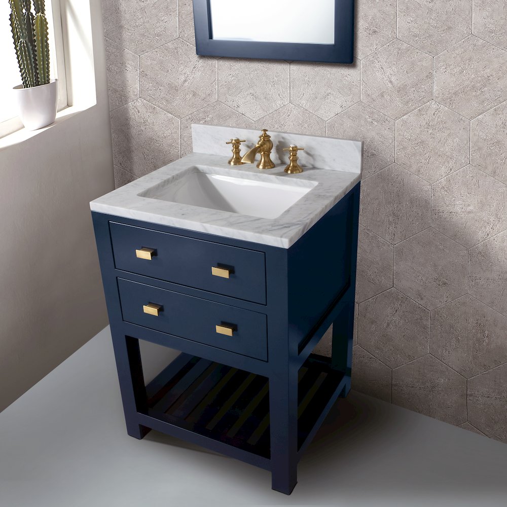 Madalyn 24 In. Single Sink Carrara White Marble Countertop Bath Vanity. Picture 4