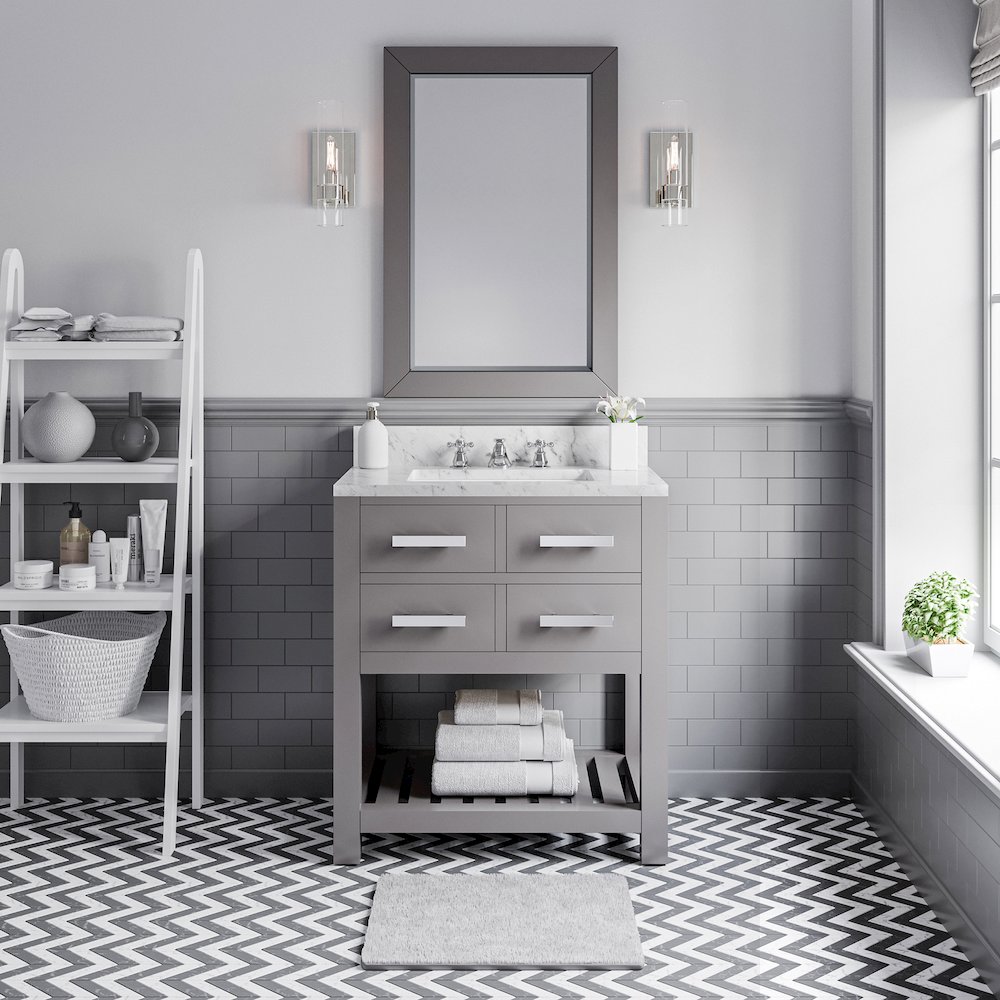Madalyn 30 In. Single Sink Carrara White Marble Countertop Bath Vanity. Picture 2