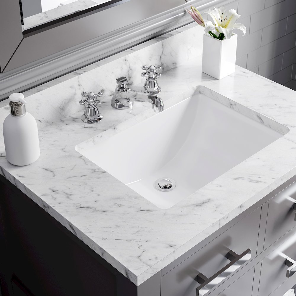 Madalyn 30 In. Single Sink Carrara White Marble Countertop Bath Vanity. Picture 5