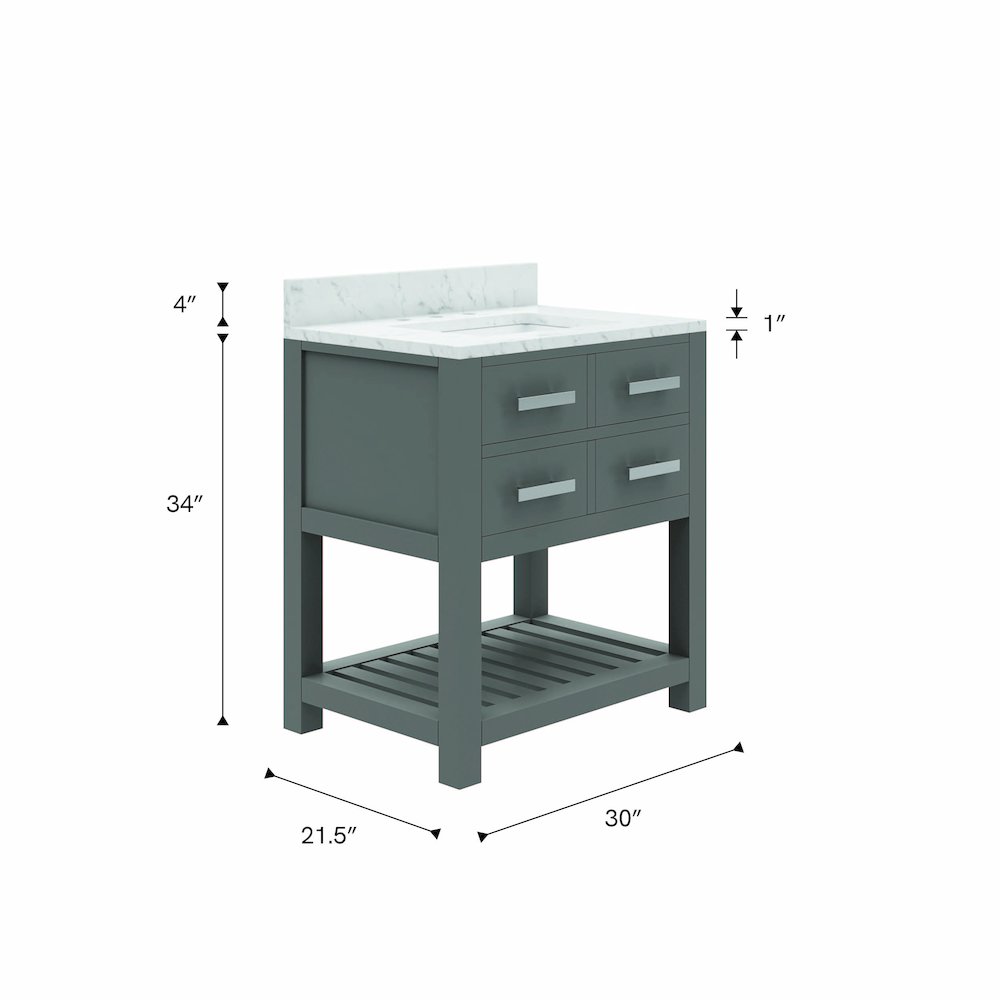 Madalyn 30 In. Single Sink Carrara White Marble Countertop Bath Vanity. Picture 7