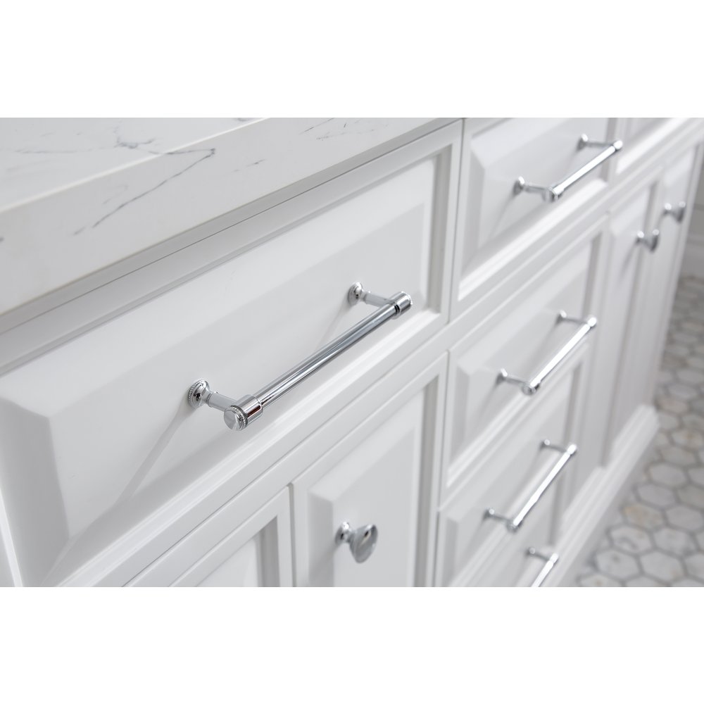 Palace 60 In. Double Sink Carrara Quartz Countertop Bath Vanity in Pure White. Picture 9