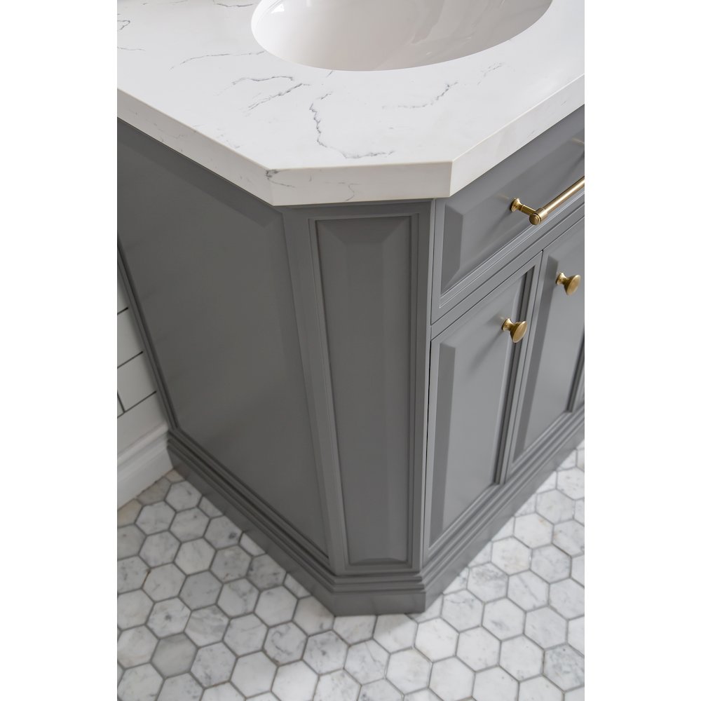 Palace 60 In. Double Sink Carrara Quartz Countertop Bath Vanity in Cashmere Grey. Picture 11