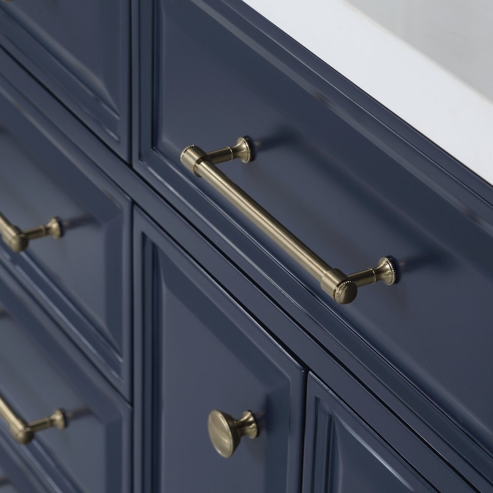 Palace 60 In. Double Sink Carrara Quartz Countertop Bath Vanity in Monarch Blue. Picture 9