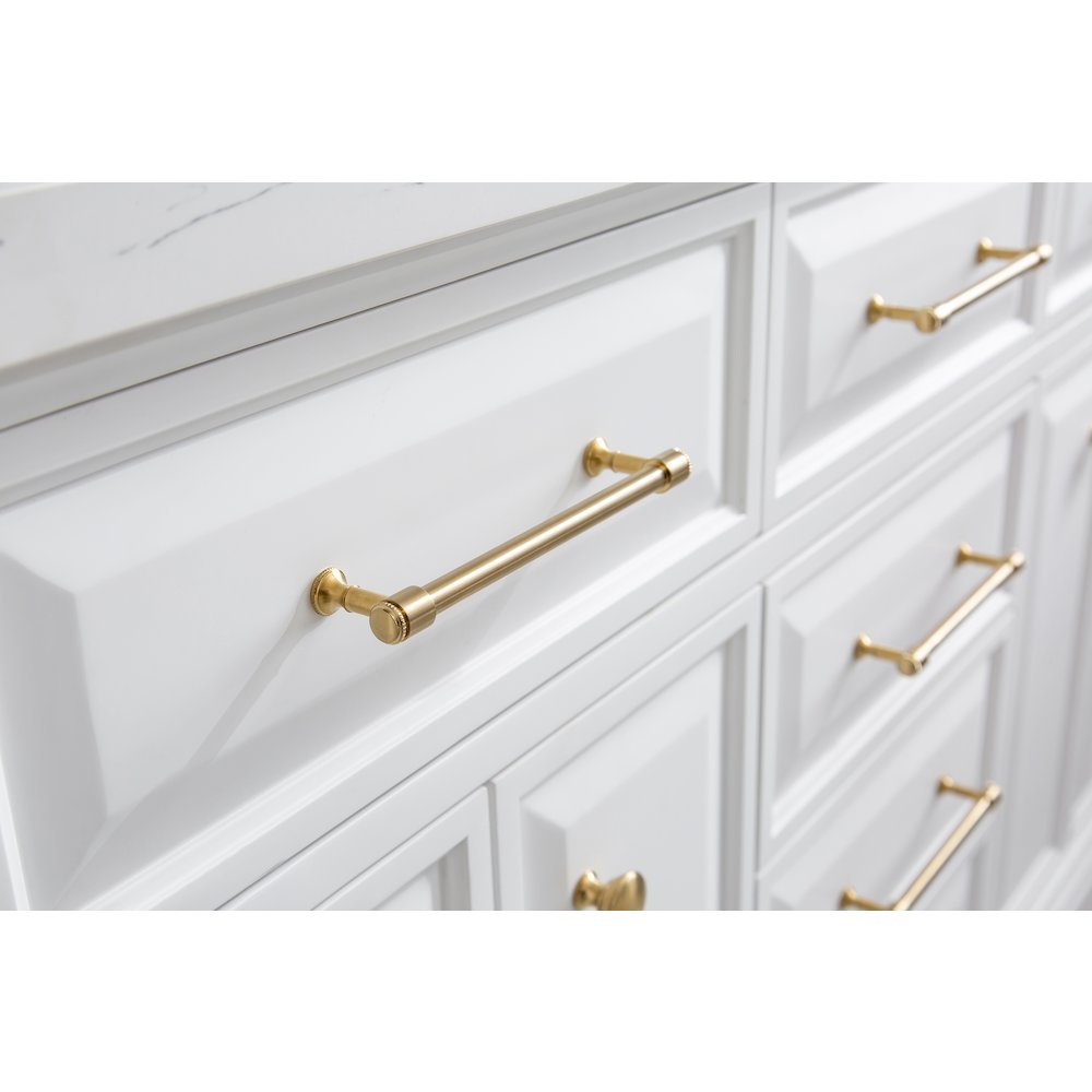 Palace 60 In. Double Sink Carrara Quartz Countertop Bath Vanity in Pure White. Picture 9