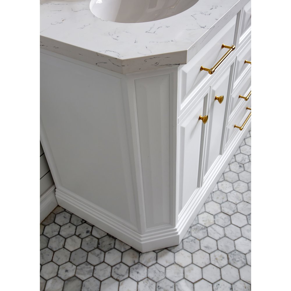 Palace 60 In. Double Sink Carrara Quartz Countertop Bath Vanity in Pure White. Picture 11