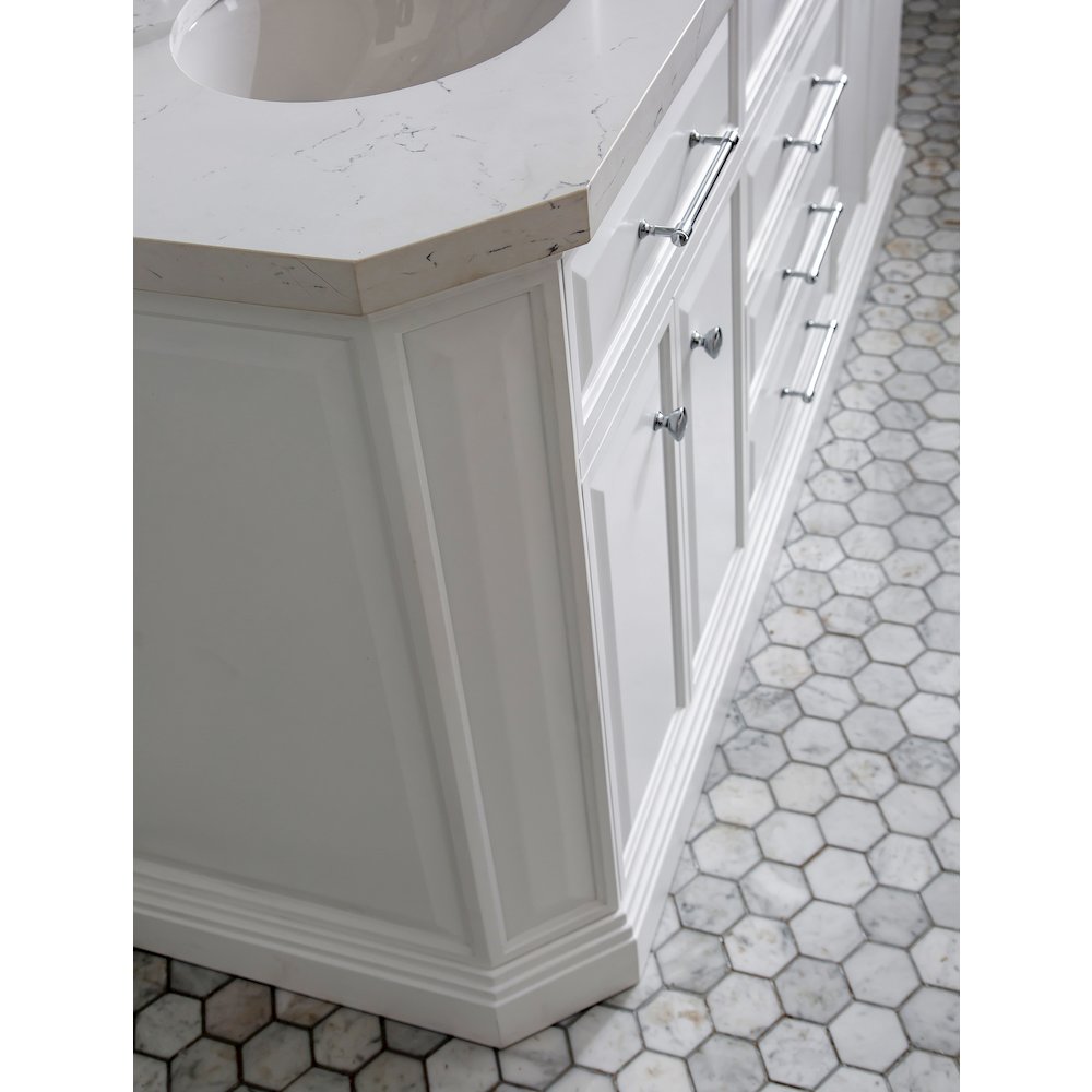 Palace 72 In. Double Sink Carrara Quartz Countertop Bath Vanity in Pure White. Picture 11