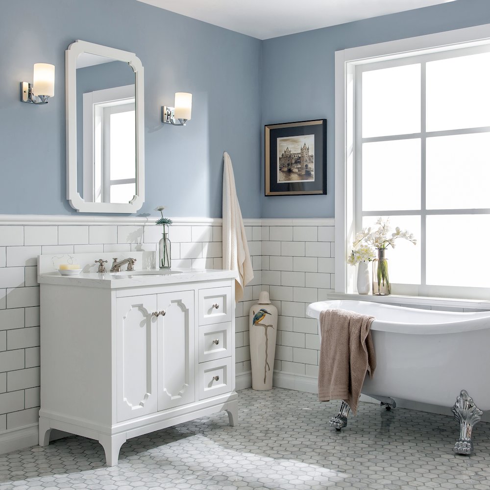 Queen 36 In. Single Sink Sink Carrara Quartz Countertop Bath Vanity. Picture 3