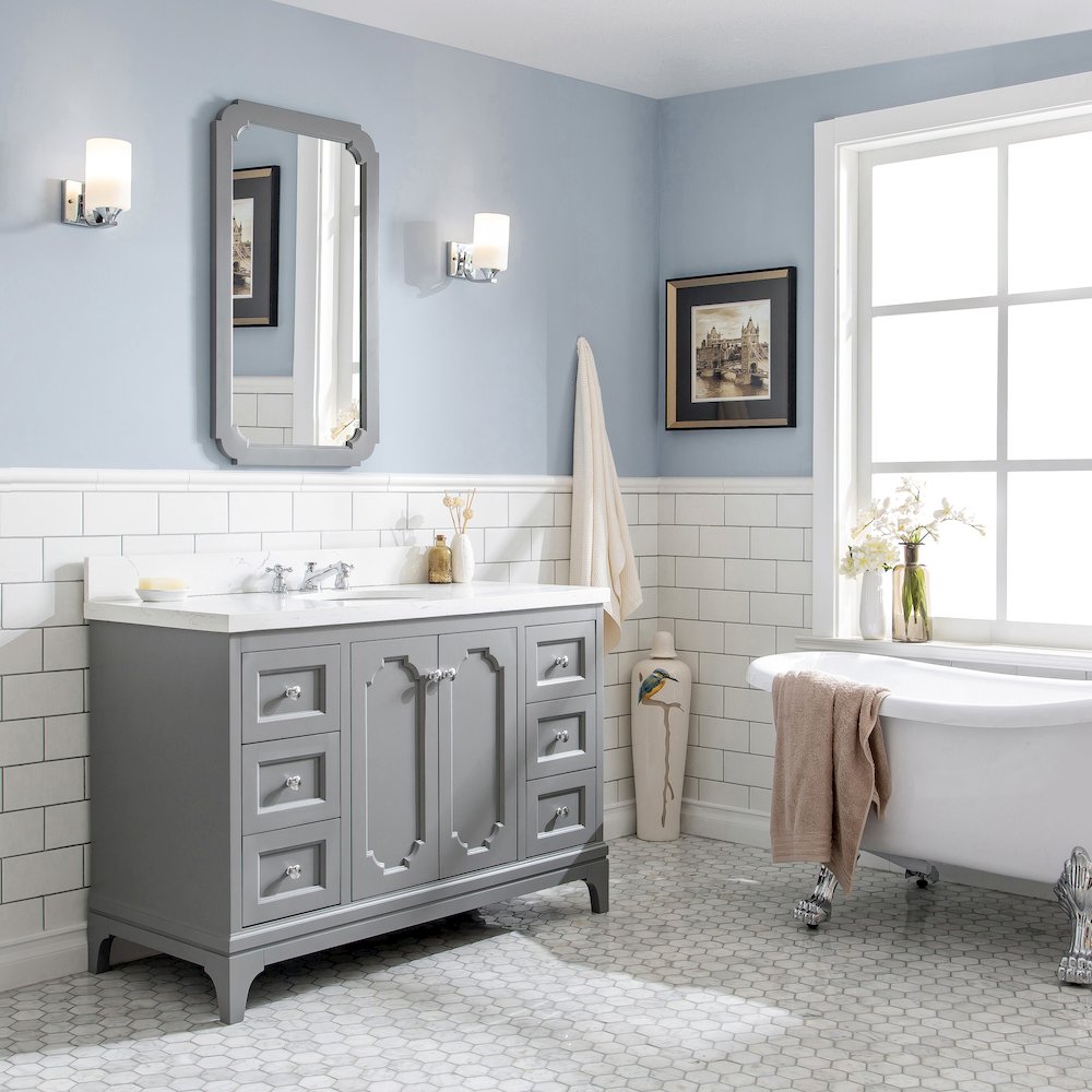 Queen 48 In. Single Sink Sink Carrara Quartz Countertop Bath Vanity. Picture 3