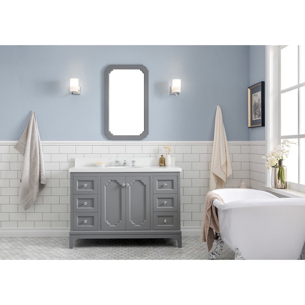 Queen 48 In. Single Sink Sink Carrara Quartz Countertop Bath Vanity. Picture 2