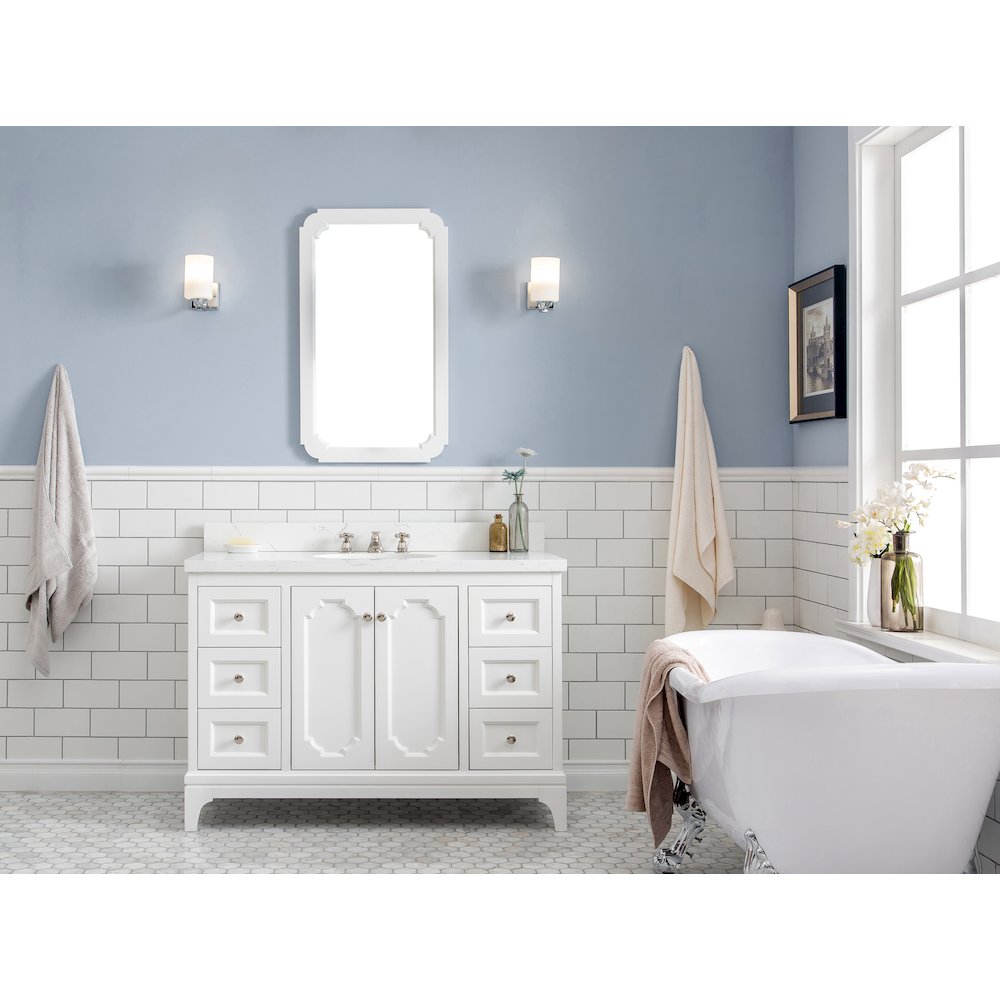 Queen 48 In. Single Sink Sink Carrara Quartz Countertop Bath Vanity. Picture 2