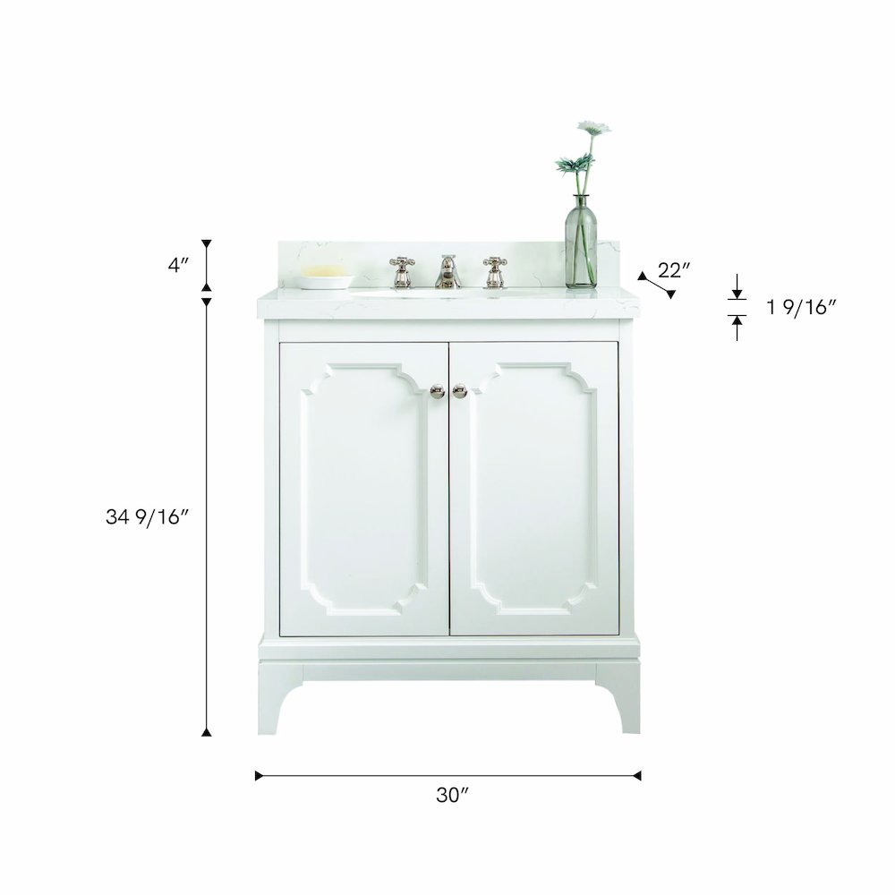 Queen 30 In. Single Sink Sink Carrara Quartz Countertop Bath Vanity. Picture 5