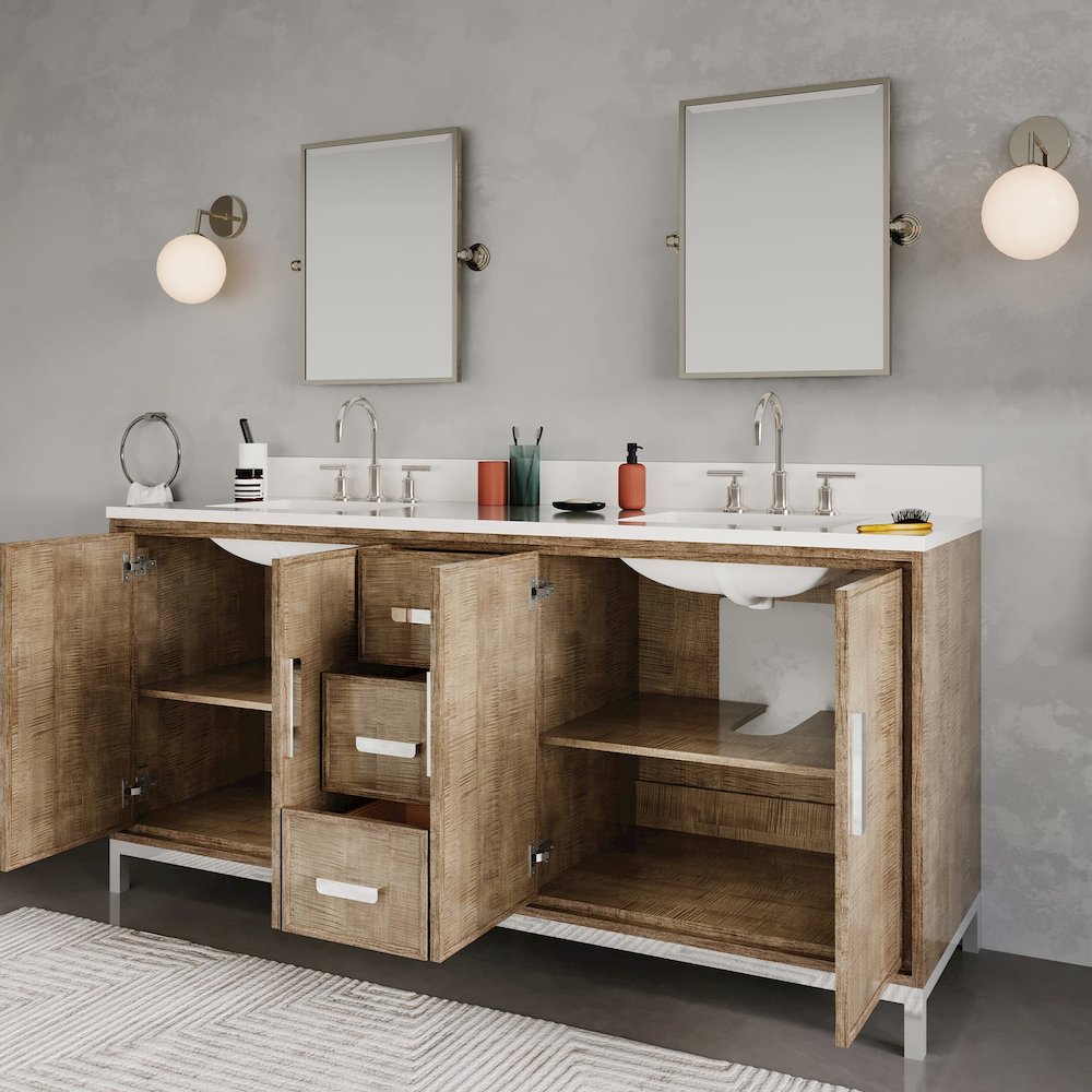 Westin 72 In. Double sink Whitebrook Quartz Countertop Bath Vanity. Picture 13