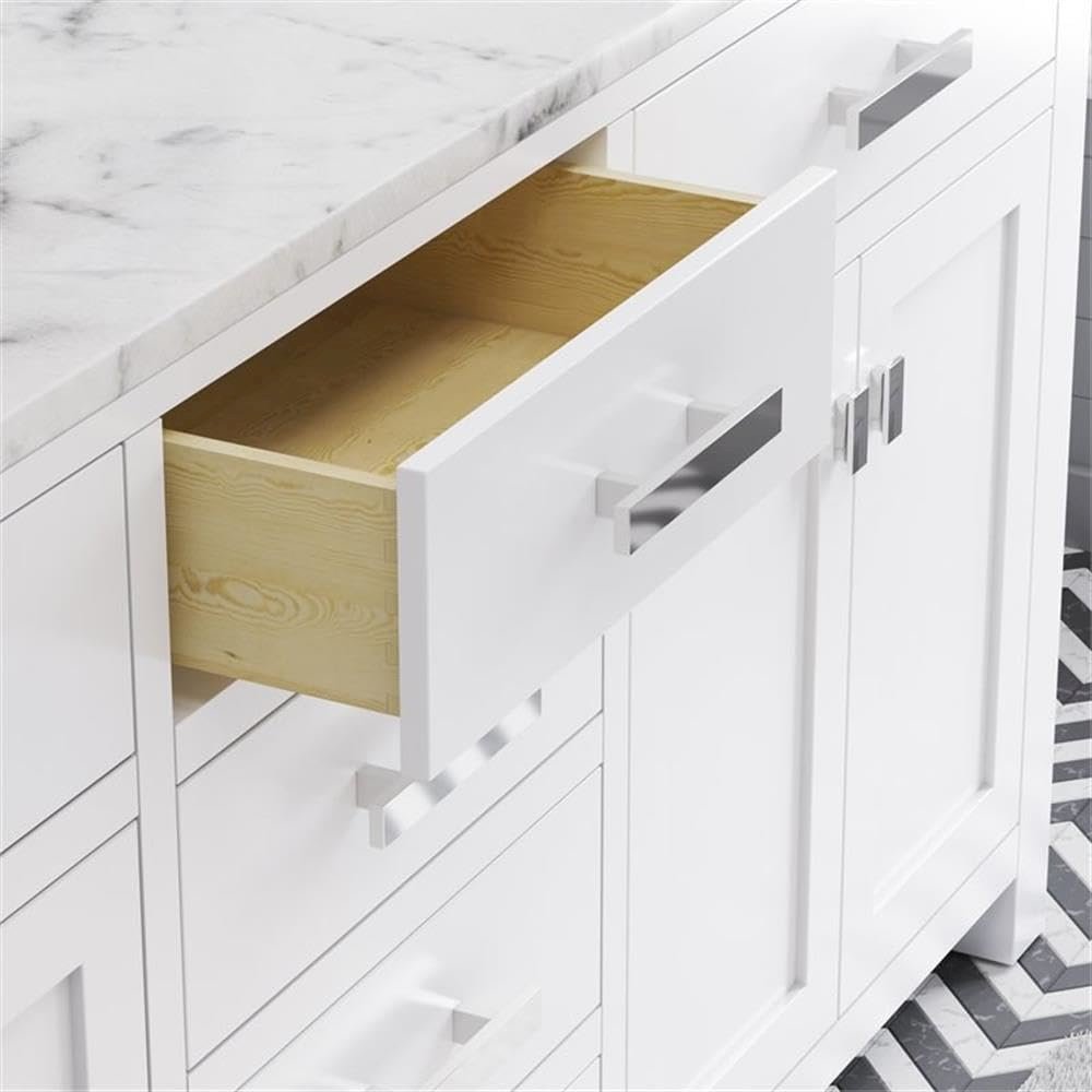 Madison 72 In. Double Sink Carrara White Marble Countertop Bath Vanity. Picture 4