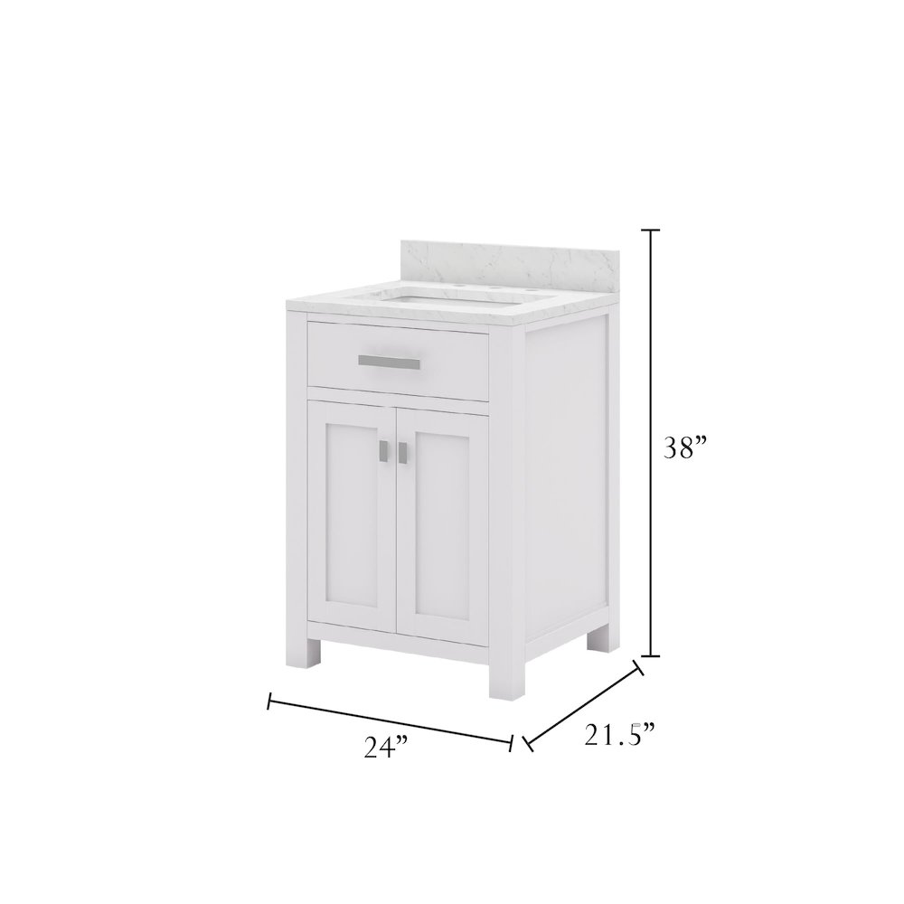 24 Inch Pure White Single Sink Bathroom Vanity. Picture 2