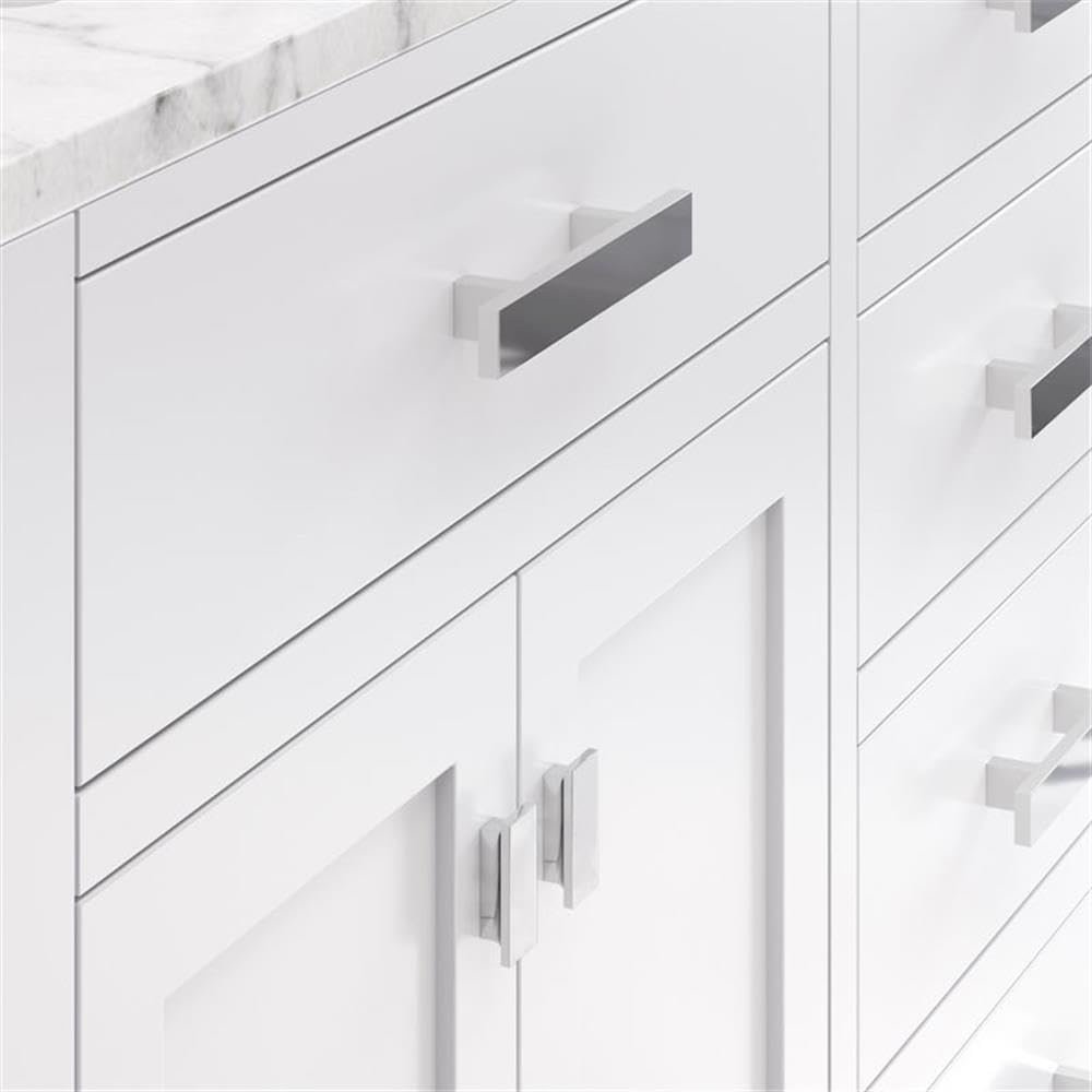 Madison 72 In. Double Sink Carrara White Marble Countertop Bath Vanity. Picture 3