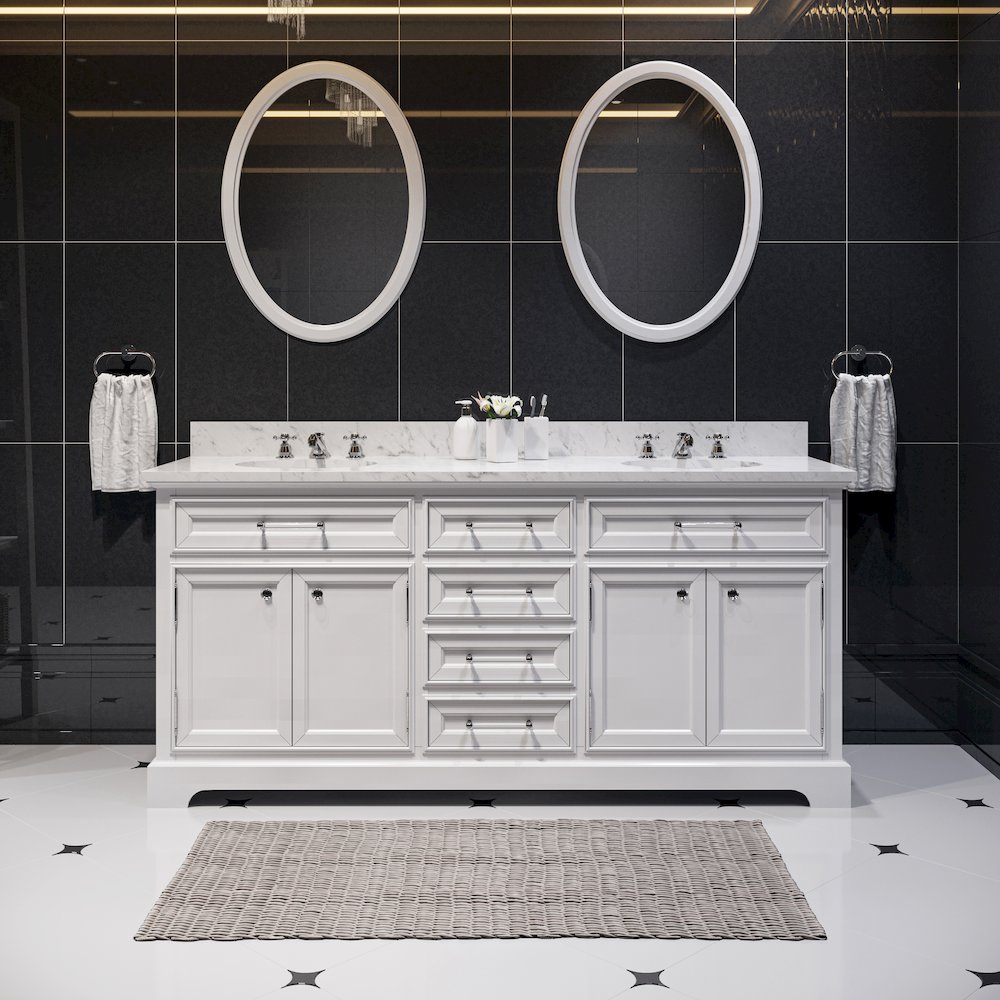 72 Inch Pure White Double Sink Bathroom Vanity. Picture 2