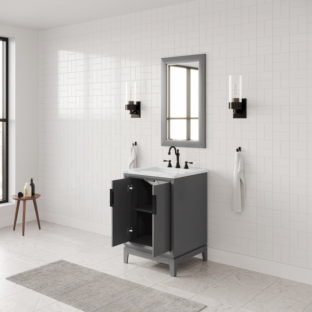 24-Inch Single Sink Carrara White Marble Vanity In Cashmere Grey. Picture 4