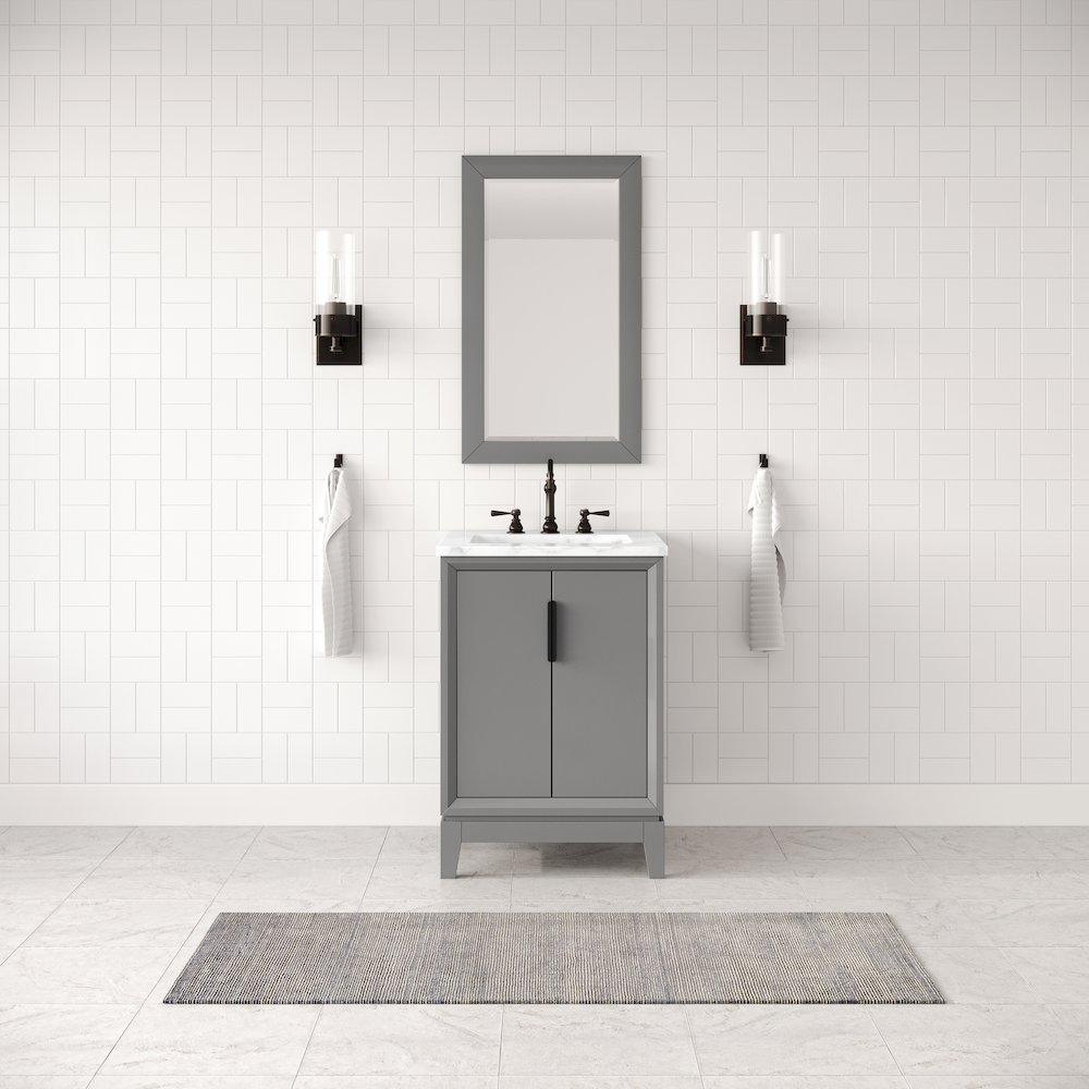 24-Inch Single Sink Carrara White Marble Vanity In Cashmere Grey. Picture 2