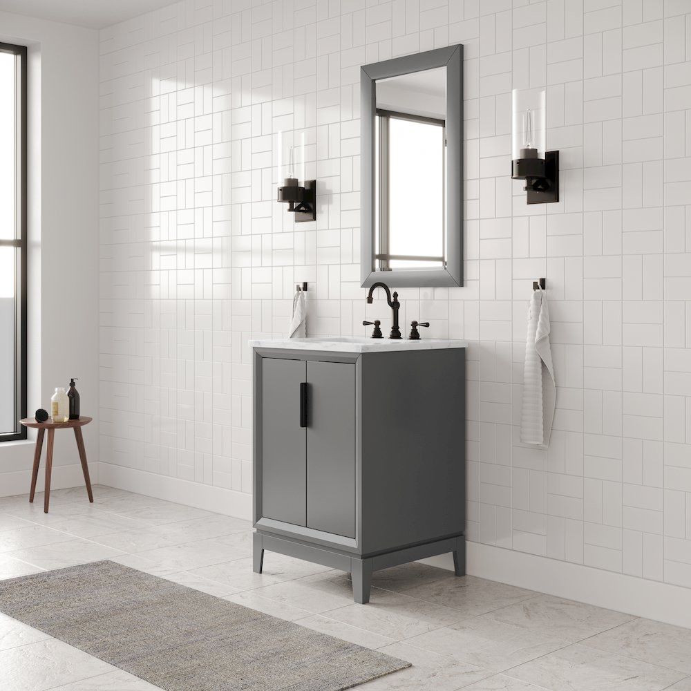 24-Inch Single Sink Carrara White Marble Vanity In Cashmere Grey. Picture 3