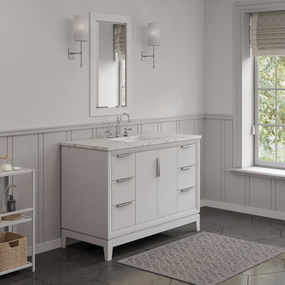 48 In. Single Sink Carrara White Marble Countertop Bath Vanity In Pure White. Picture 4