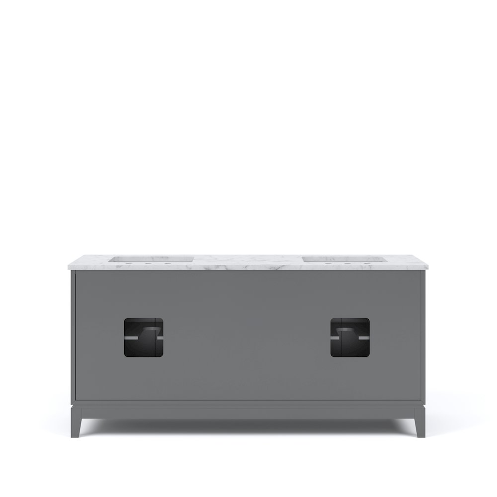 72 In. Double Sink Carrara White Marble Countertop Bath Vanity In Cashmere Grey. Picture 4
