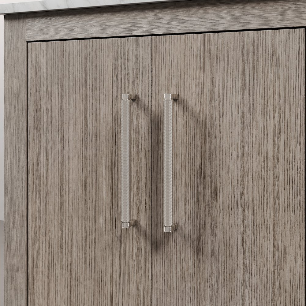 Hugo 24 In. Single Sink Carrara White Marble Countertop Bath Vanity in Grey Oak. Picture 9