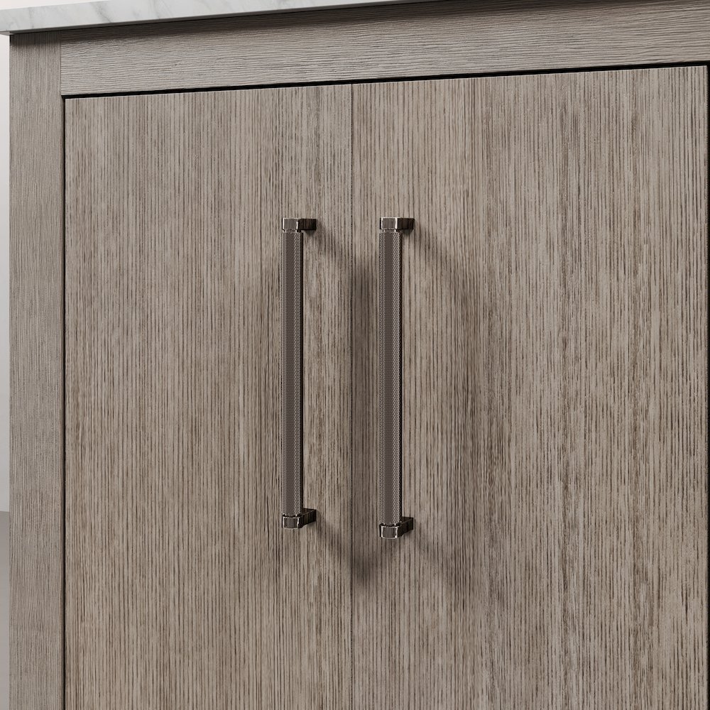 Hugo 30 In. Single Sink Carrara White Marble Countertop Vanity in Grey Oak. Picture 7