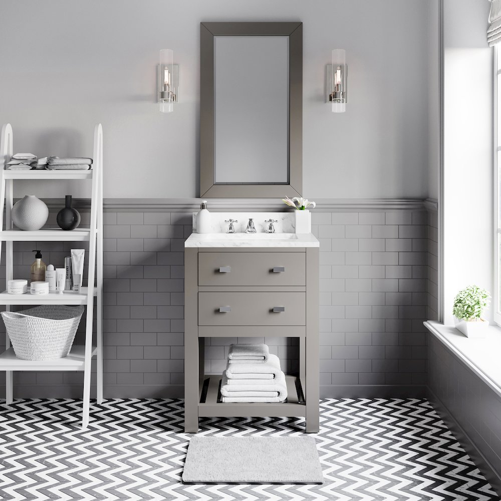 Madalyn 24 In. Single Sink Carrara White Marble Countertop Bath Vanity. Picture 2