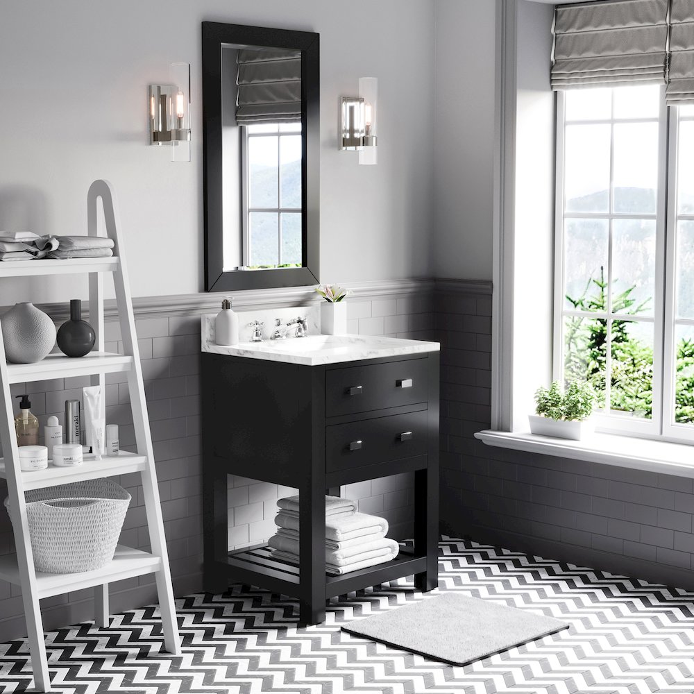 Madalyn 24 In. Single Sink Carrara White Marble Countertop Bath Vanity. Picture 3