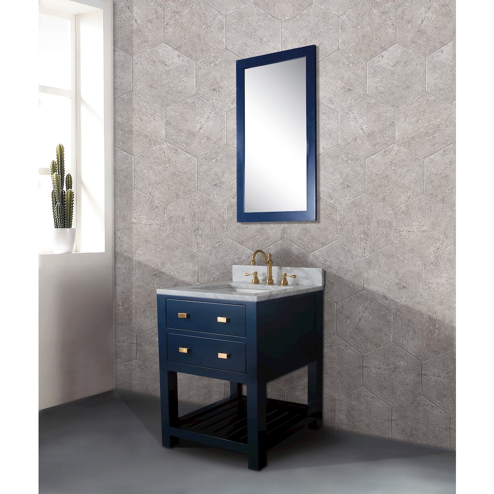 Madalyn 24 In. Single Sink Carrara White Marble Countertop Bath Vanity. Picture 3